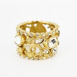 Chanel Ring Coco Mark Rhinestone GP Plated Champagne Gold Size 13 for Women