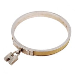 Hermes Bangle Kelly Metal Leather Silver Beige Men's Women's