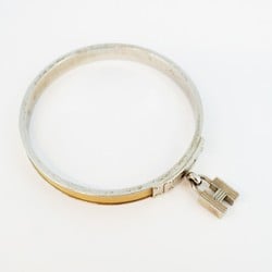 Hermes Bangle Kelly Metal Leather Silver Beige Men's Women's