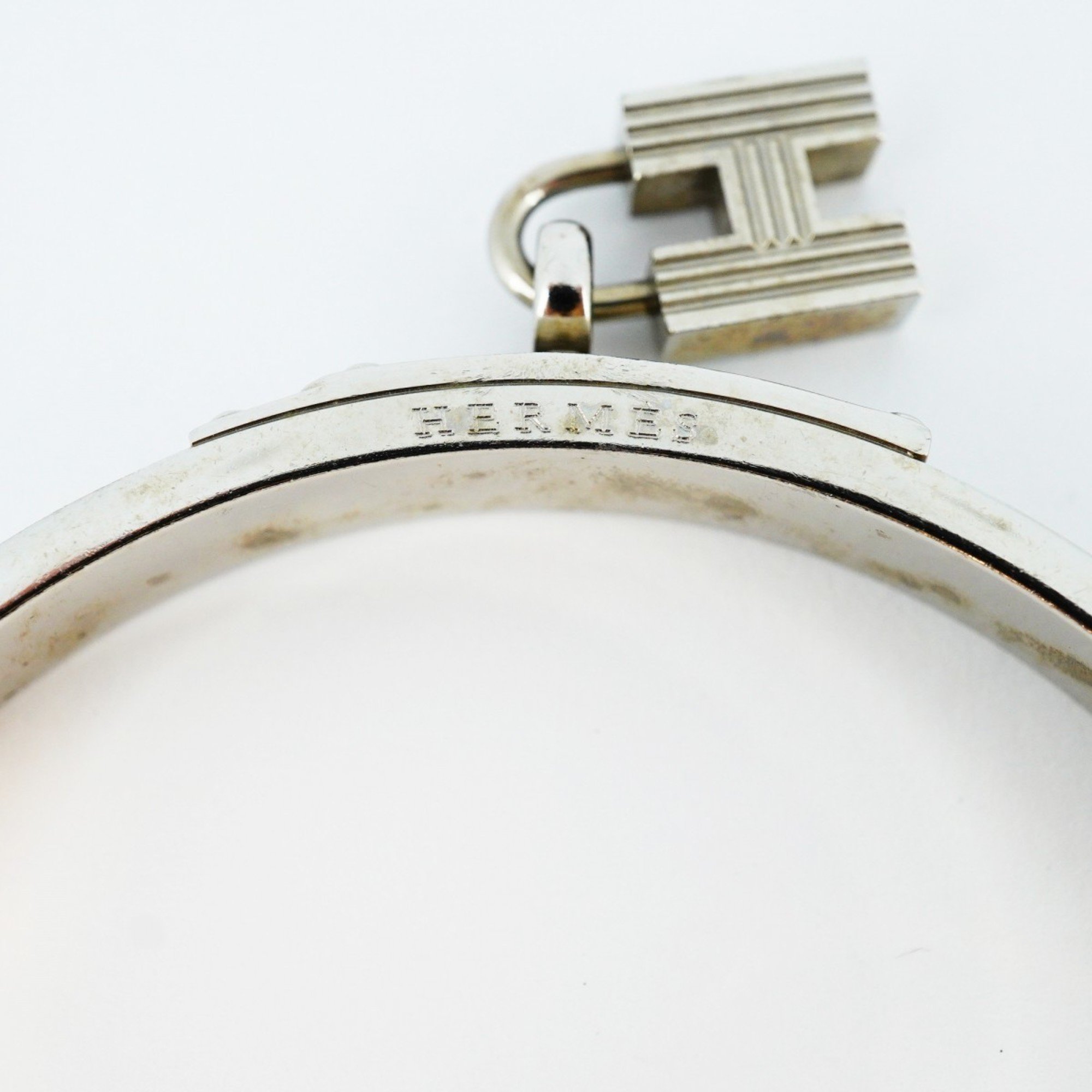 Hermes Bangle Kelly Metal Leather Silver Beige Men's Women's