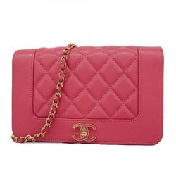 Chanel Shoulder Wallet Matelasse Lambskin Pink Women's