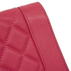 Chanel Shoulder Wallet Matelasse Lambskin Pink Women's