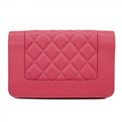 Chanel Shoulder Wallet Matelasse Lambskin Pink Women's