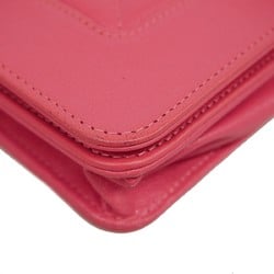 Chanel Shoulder Wallet Matelasse Lambskin Pink Women's