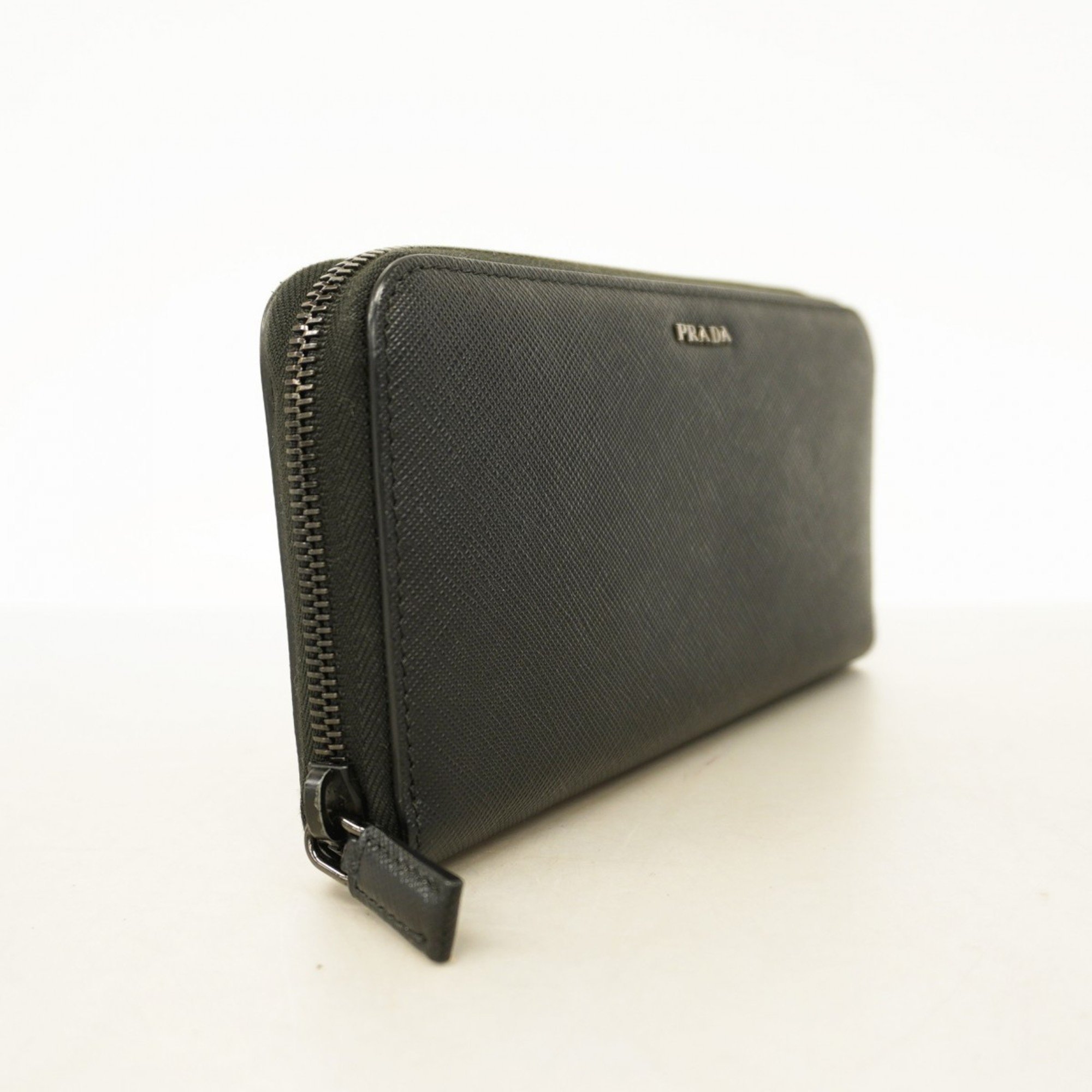 Prada Long Wallet Saffiano Leather Black Women's