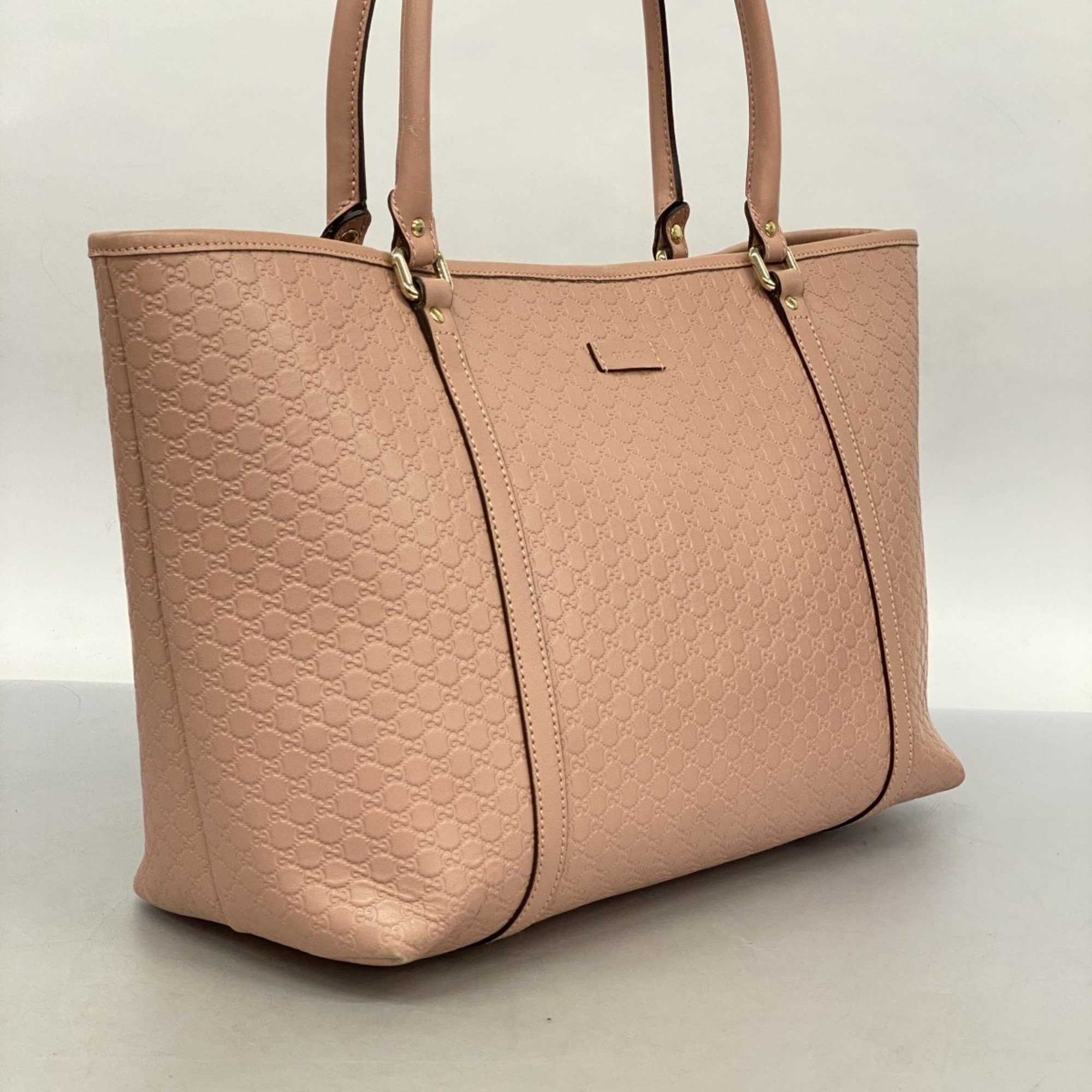 Gucci Tote Bag Micro Guccissima 449647 Leather Pink Champagne Ladies