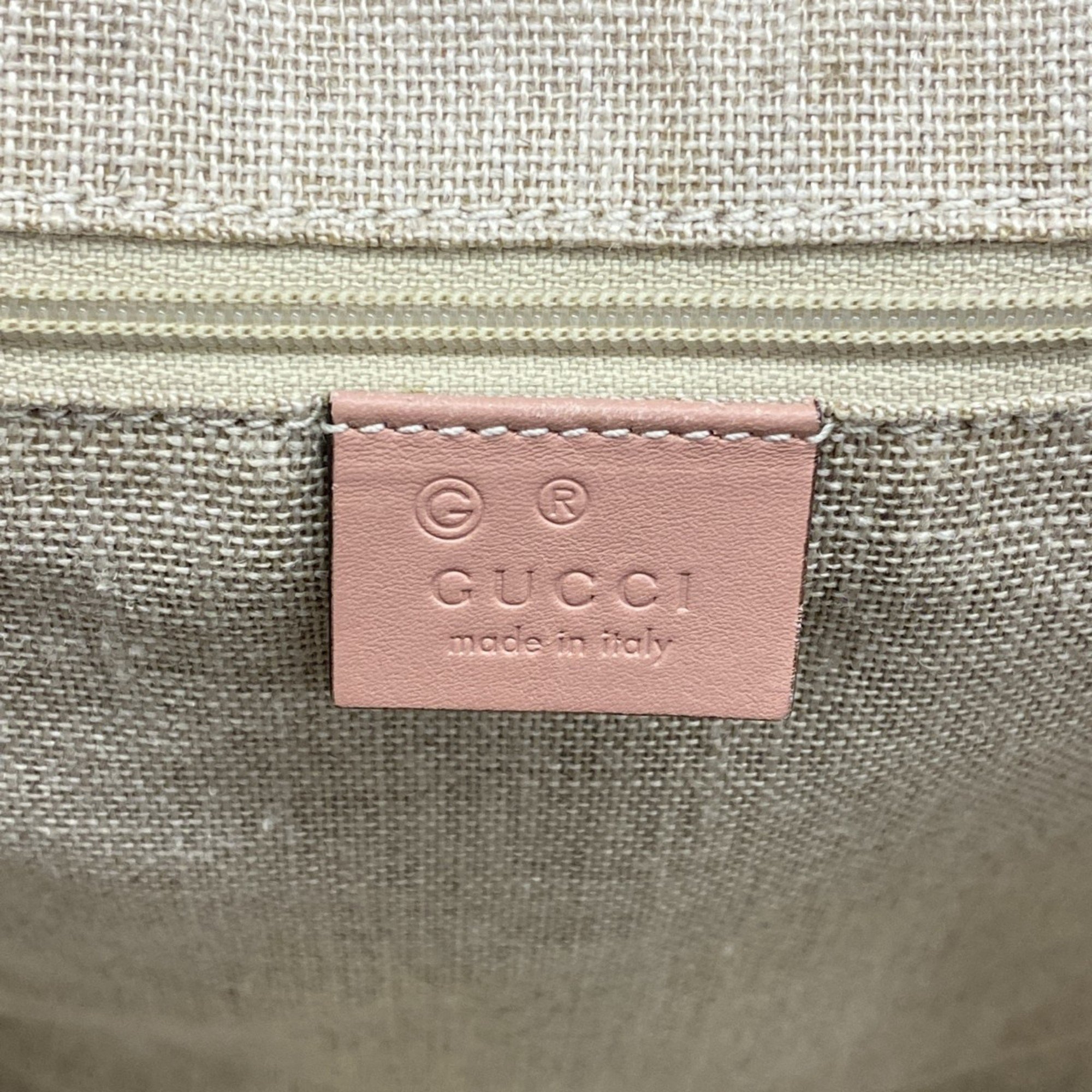 Gucci Tote Bag Micro Guccissima 449647 Leather Pink Champagne Ladies