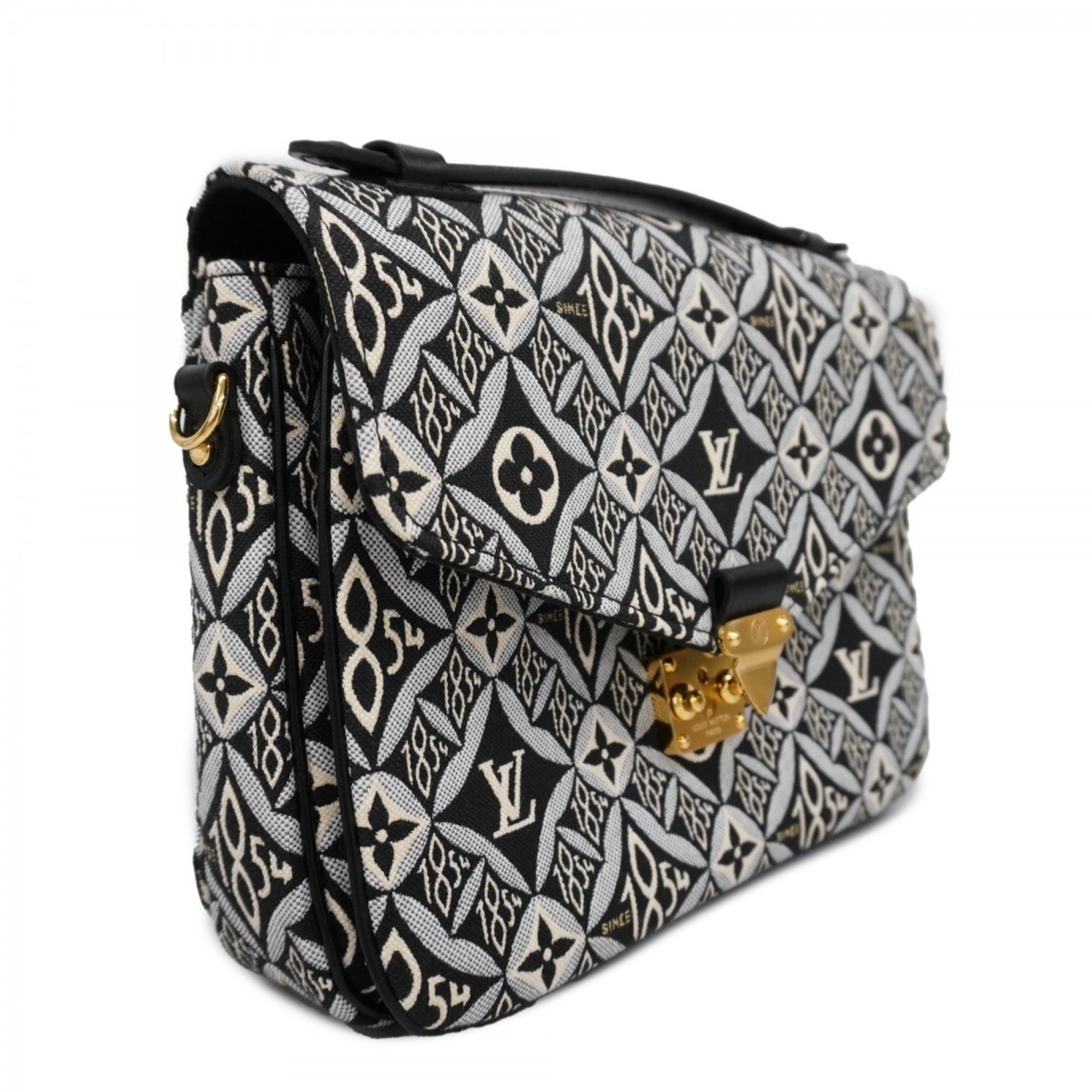 Louis Vuitton Shoulder Bag Monogram Jacquard Pochette Metis MM M57272 Black White SINCE1854 Women's