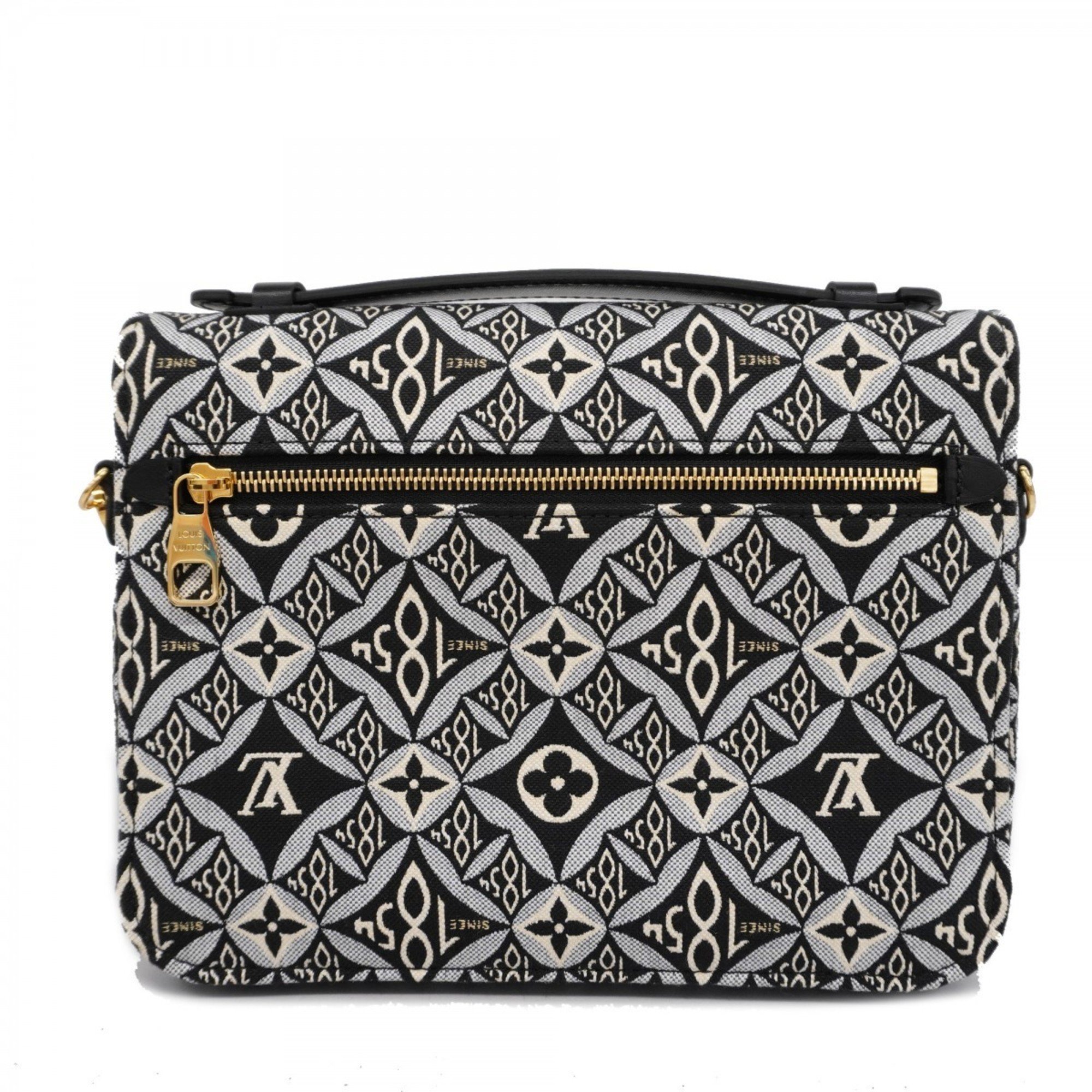 Louis Vuitton Shoulder Bag Monogram Jacquard Pochette Metis MM M57272 Black White SINCE1854 Women's