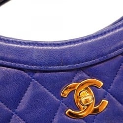 Chanel Shoulder Bag Matelasse Lambskin Blue Women's