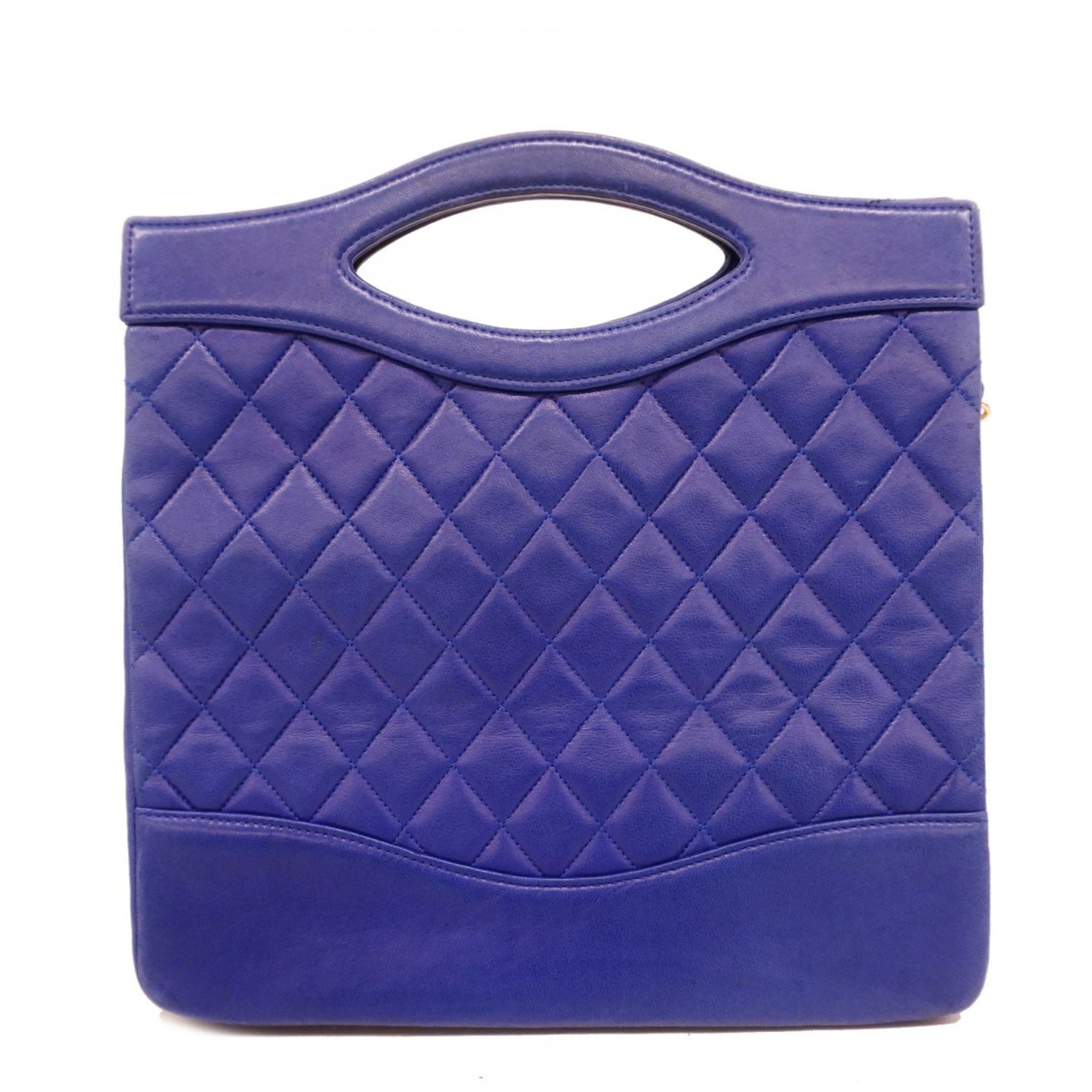 Chanel Shoulder Bag Matelasse Lambskin Blue Women's