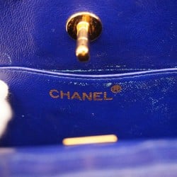 Chanel Shoulder Bag Matelasse Lambskin Blue Women's