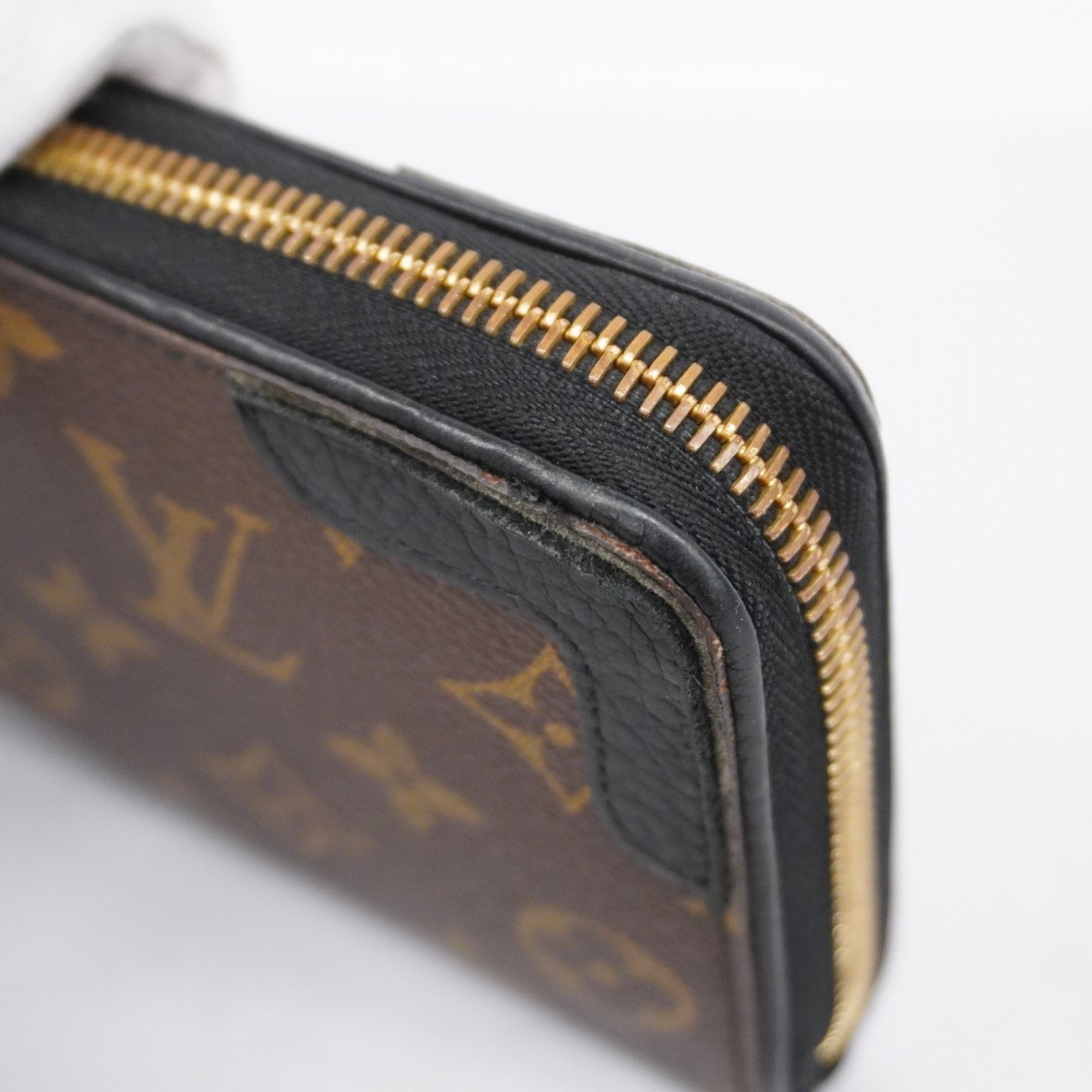 Louis Vuitton Long Wallet Monogram Retiro Zippy M61855 Brown Black Men's Women's