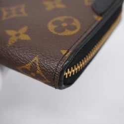 Louis Vuitton Long Wallet Monogram Retiro Zippy M61855 Brown Black Men's Women's