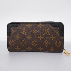 Louis Vuitton Long Wallet Monogram Retiro Zippy M61855 Brown Black Men's Women's