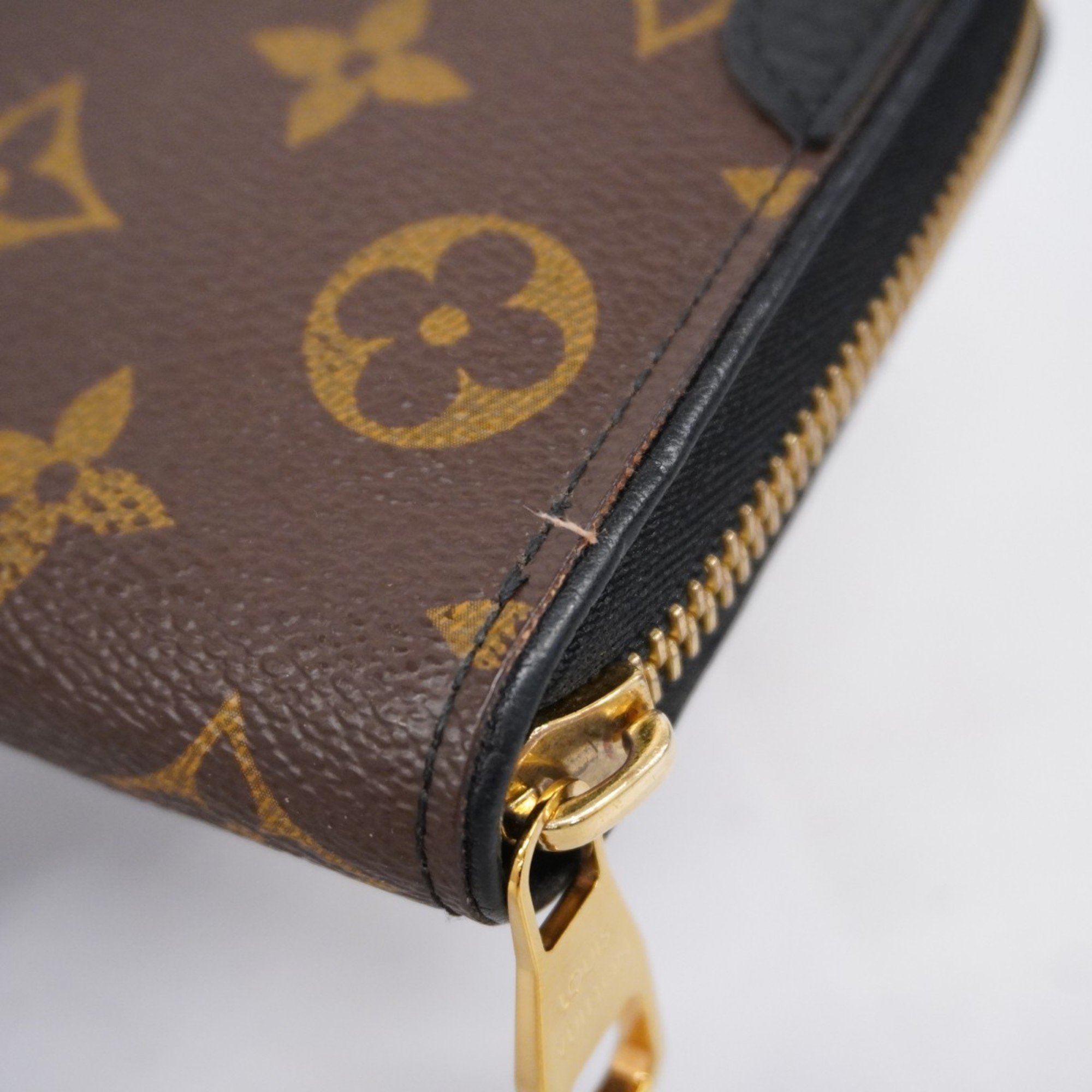 Louis Vuitton Long Wallet Monogram Retiro Zippy M61855 Brown Black Men's Women's