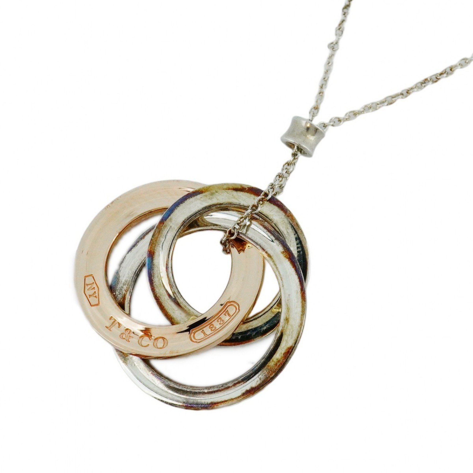 Tiffany Necklace Interlocking Circle Silver 925 Metal Rose Gold Ladies