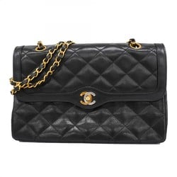 Chanel Shoulder Bag Matelasse Paris Limited Edition Lambskin Black Women's