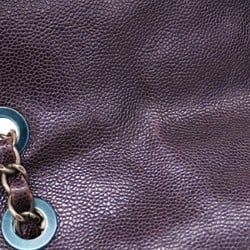 Chanel Shoulder Bag Matelasse Caviar Skin Purple Women's