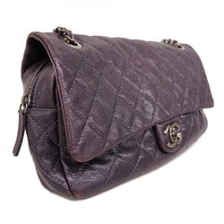 Chanel Shoulder Bag Matelasse Caviar Skin Purple Women's