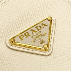 PRADA Saffiano wallet/coin case in leather, white, 1MM006