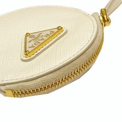 PRADA Saffiano wallet/coin case in leather, white, 1MM006