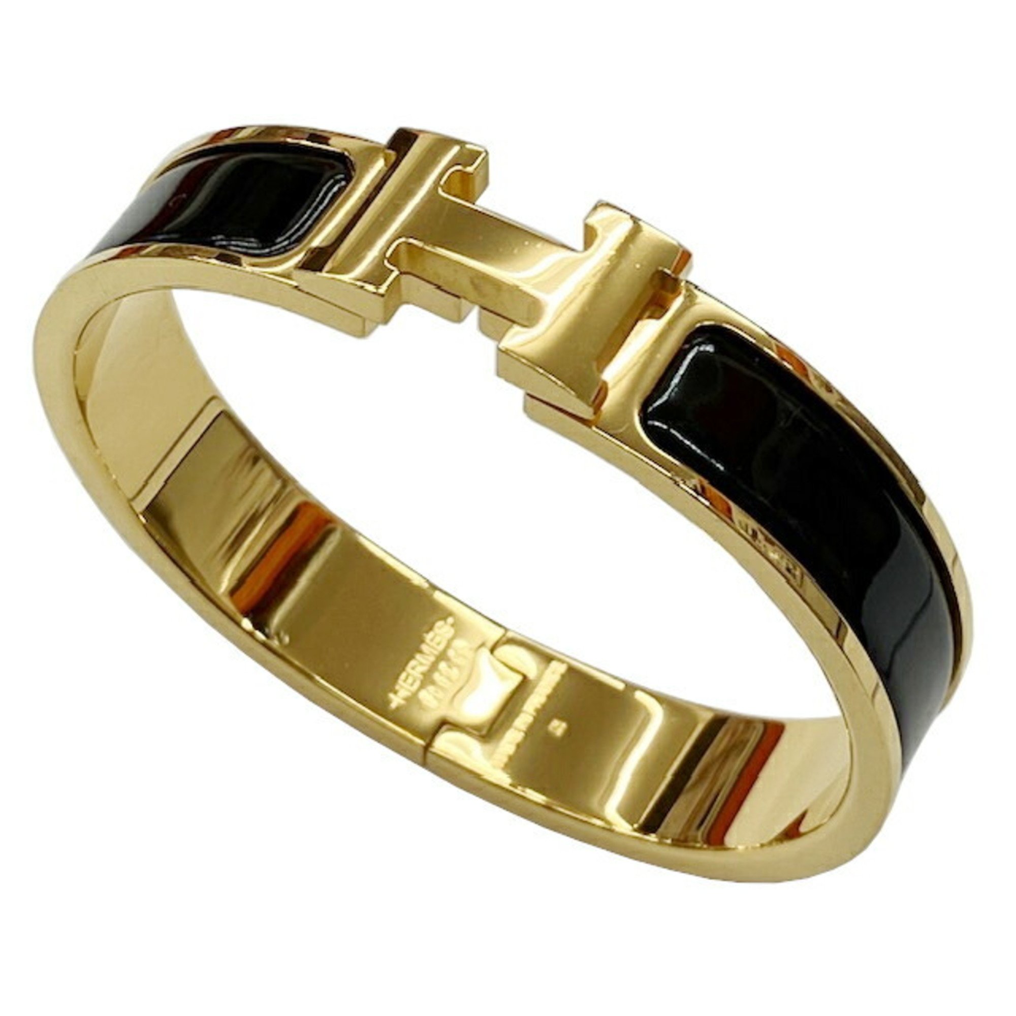 HERMES Click Clack Black H Bangle Bracelet for Women