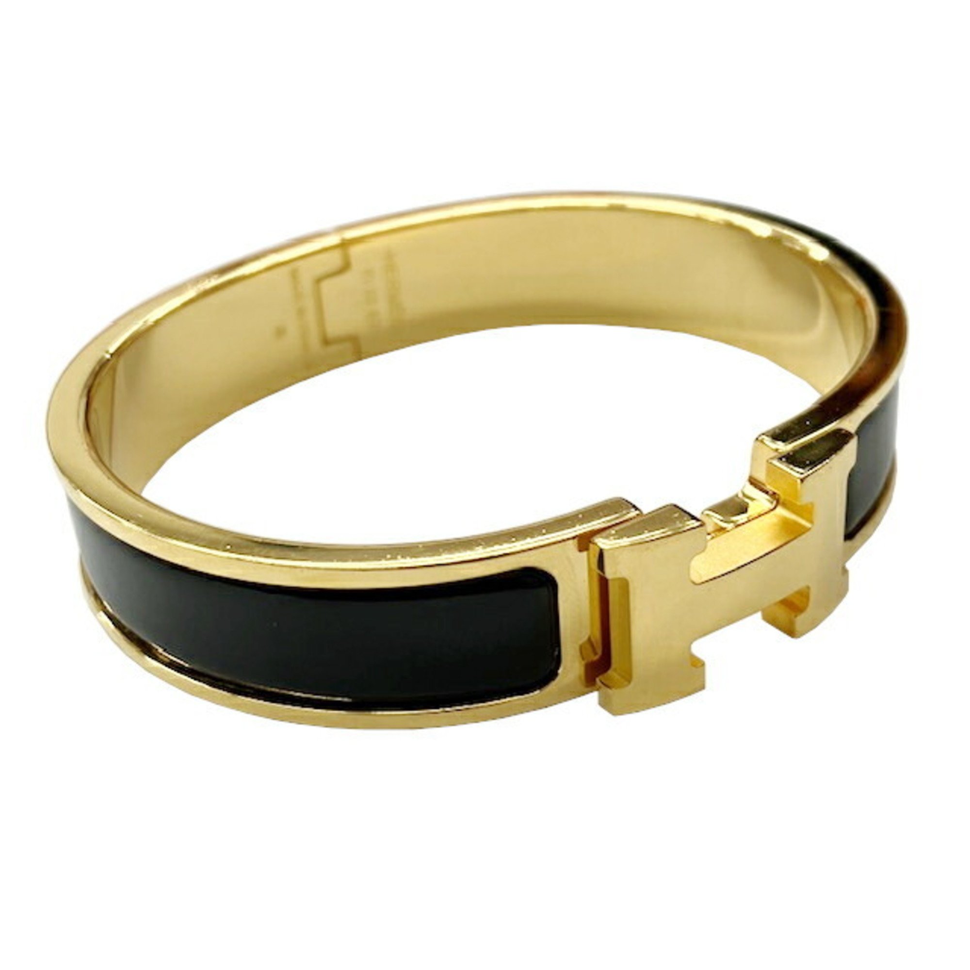 HERMES Click Clack Black H Bangle Bracelet for Women