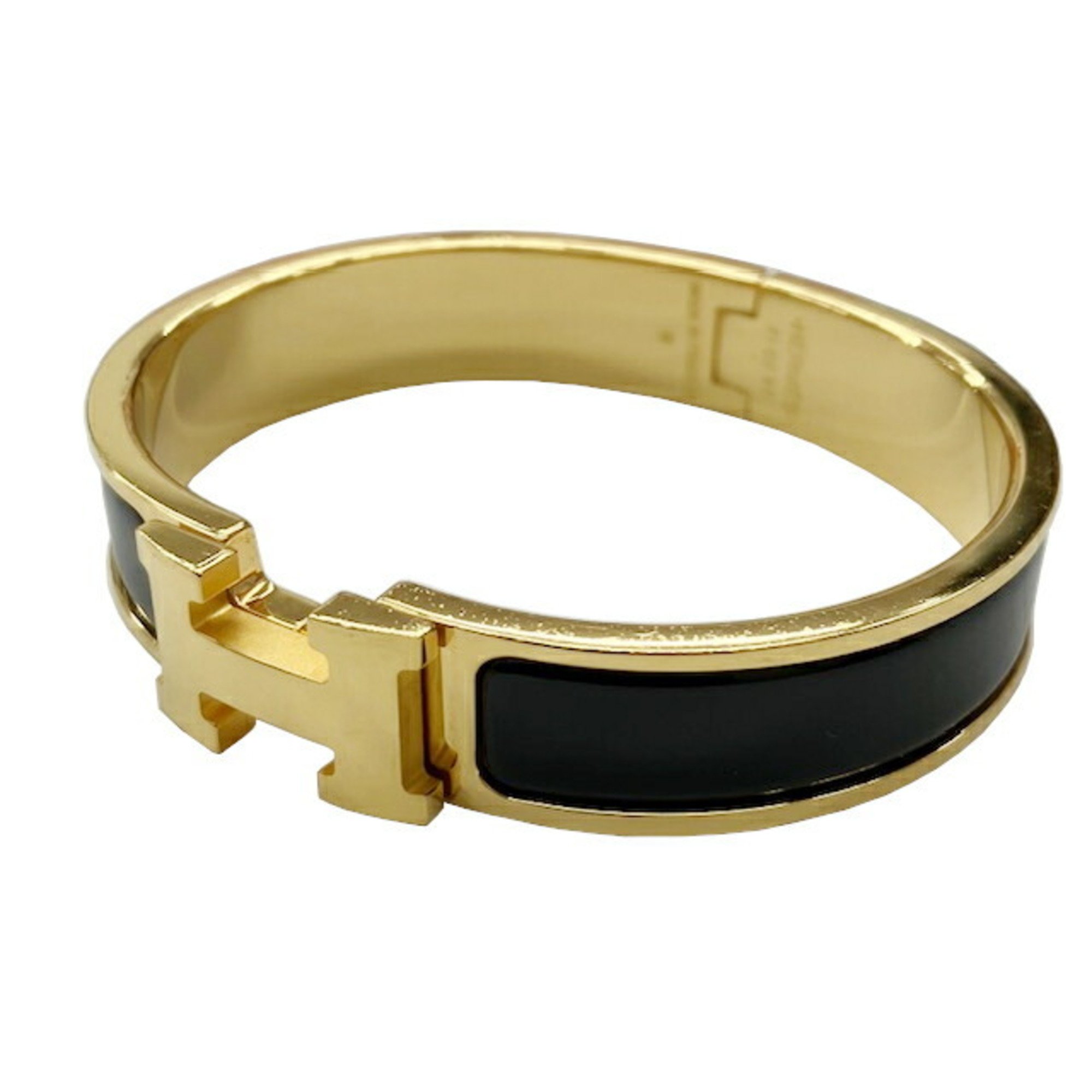 HERMES Click Clack Black H Bangle Bracelet for Women