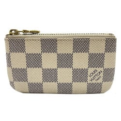 LOUIS VUITTON Damier Azur Pochette Cle White N62659 Men's Women's Wallet/Coin Case Coin Purse Gold