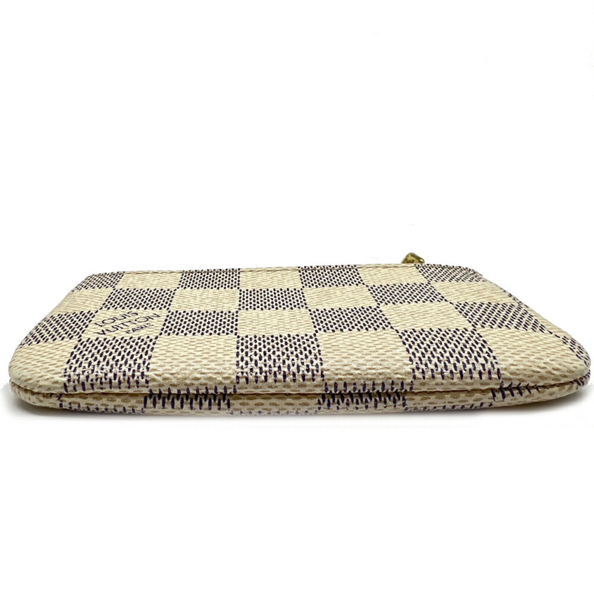 LOUIS VUITTON Damier Azur Pochette Cle White N62659 Men's Women's Wallet/Coin Case Coin Purse Gold