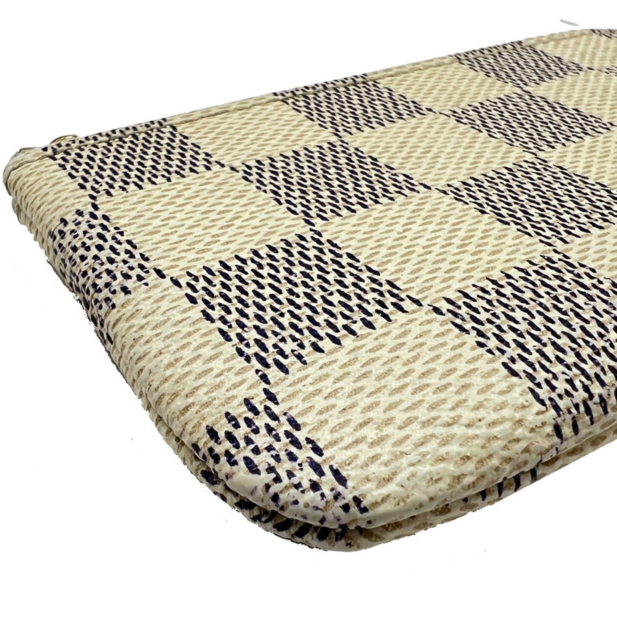 LOUIS VUITTON Damier Azur Pochette Cle White N62659 Men's Women's Wallet/Coin Case Coin Purse Gold