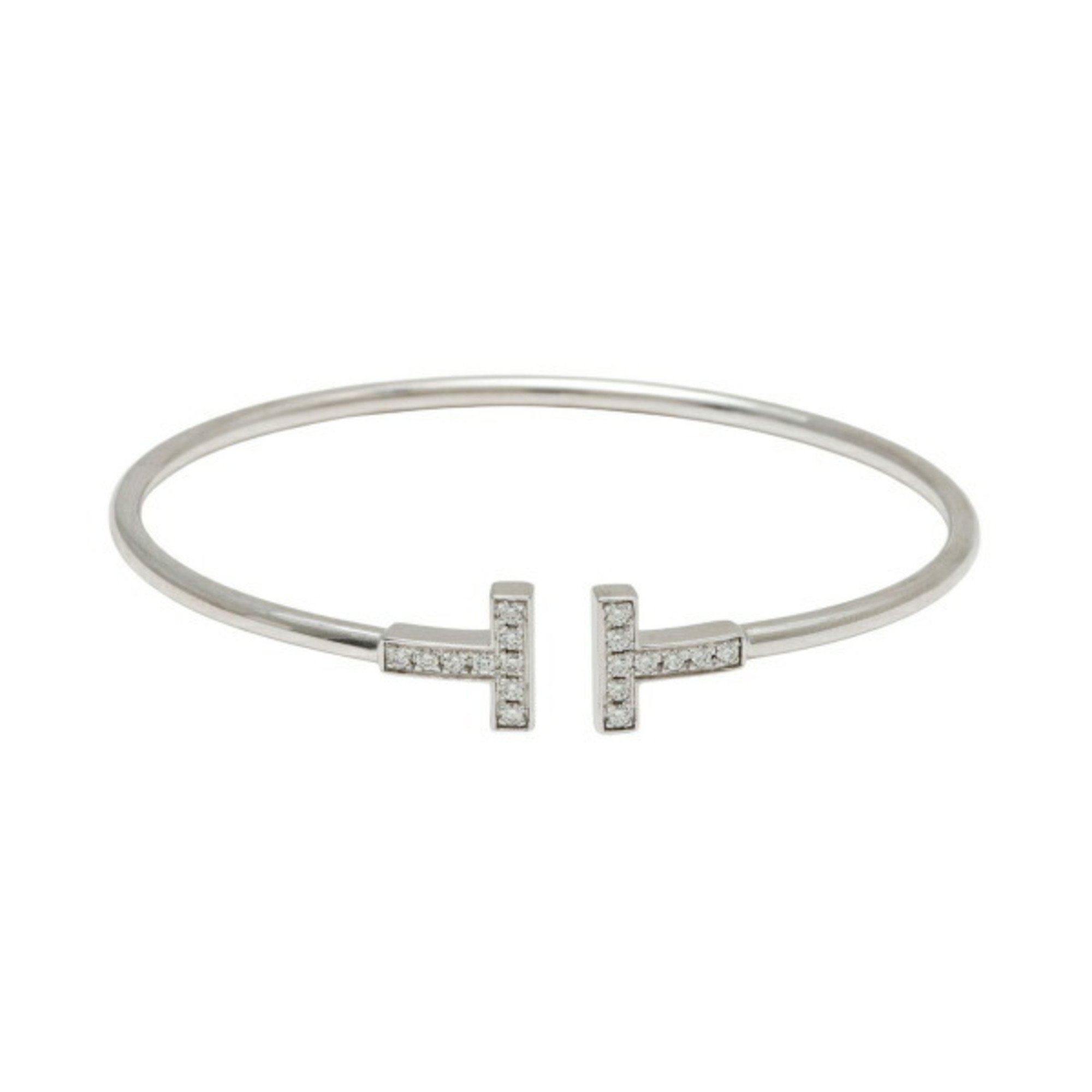 Tiffany T Diamond Wire K18WG White Gold Bangle