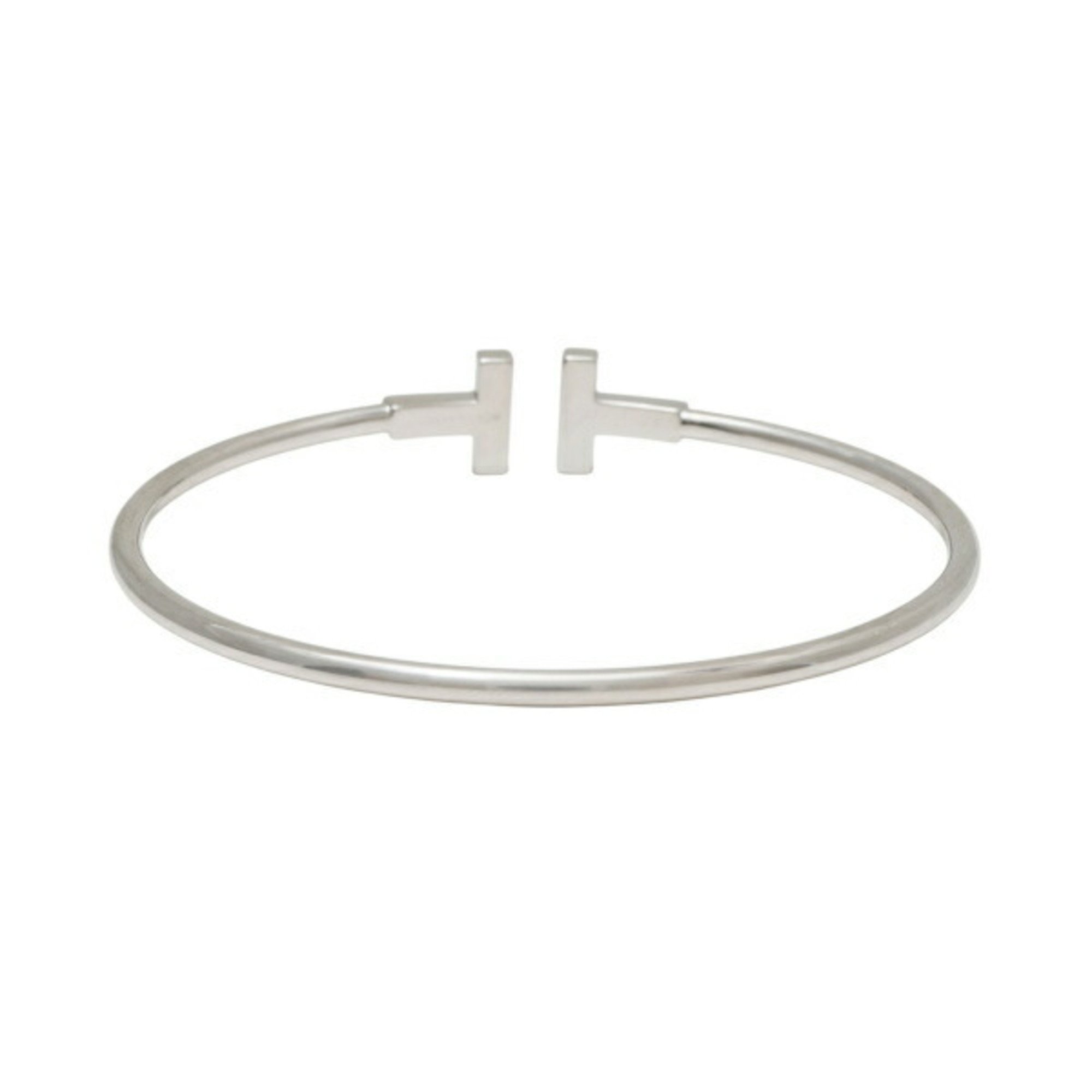 Tiffany T Diamond Wire K18WG White Gold Bangle