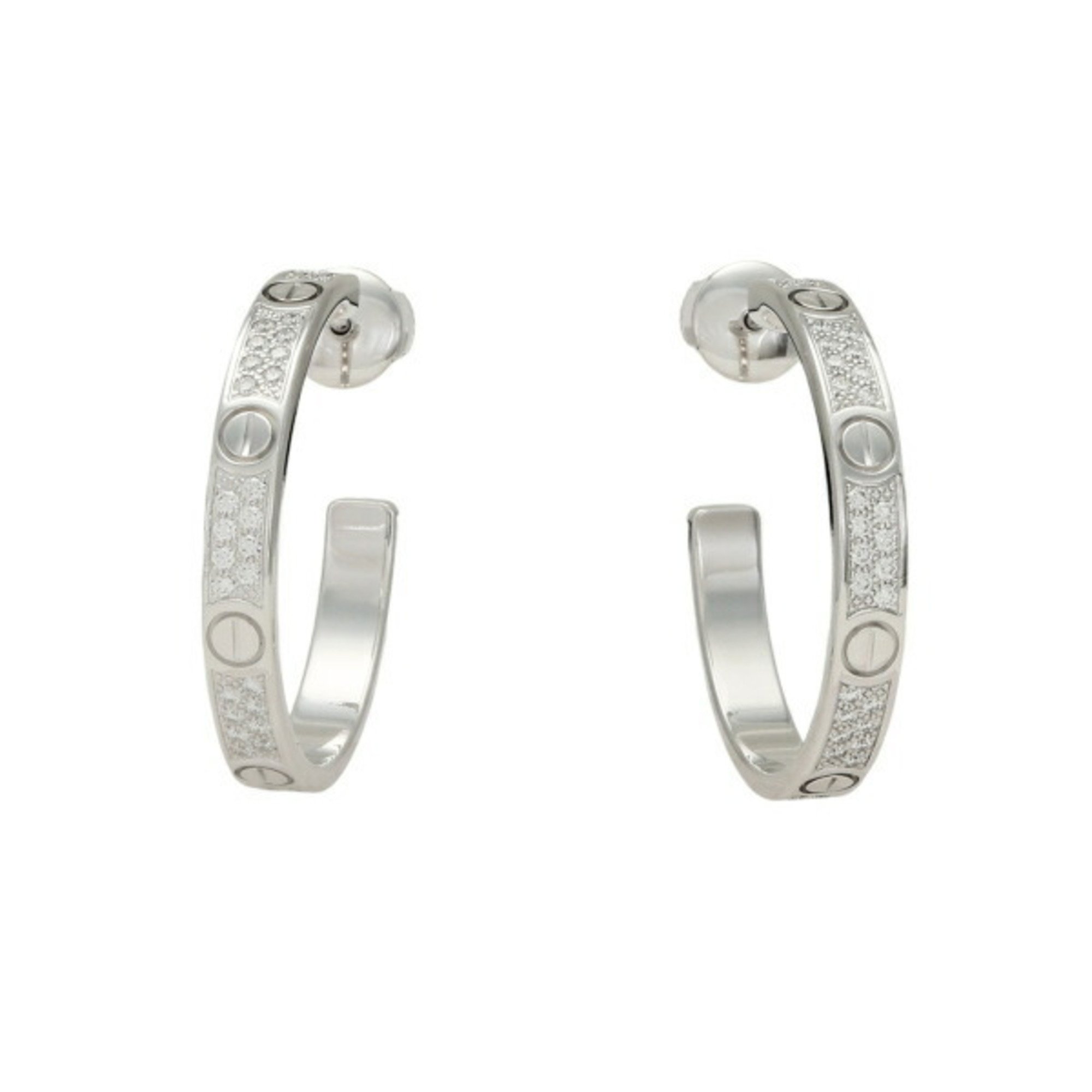 Cartier Love K18WG White Gold Earrings