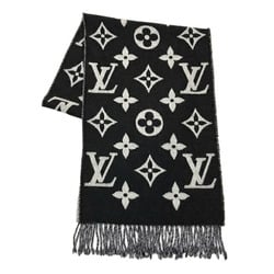 LOUIS VUITTON Louis Vuitton Scarf LV Essential M77853 MR5202 Noir Stole Black Grey Men's Women's