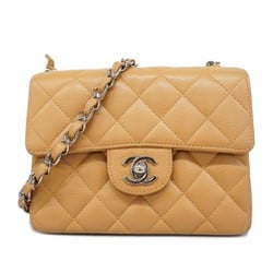 Chanel Shoulder Bag Matelasse Caviar Skin Beige Women's