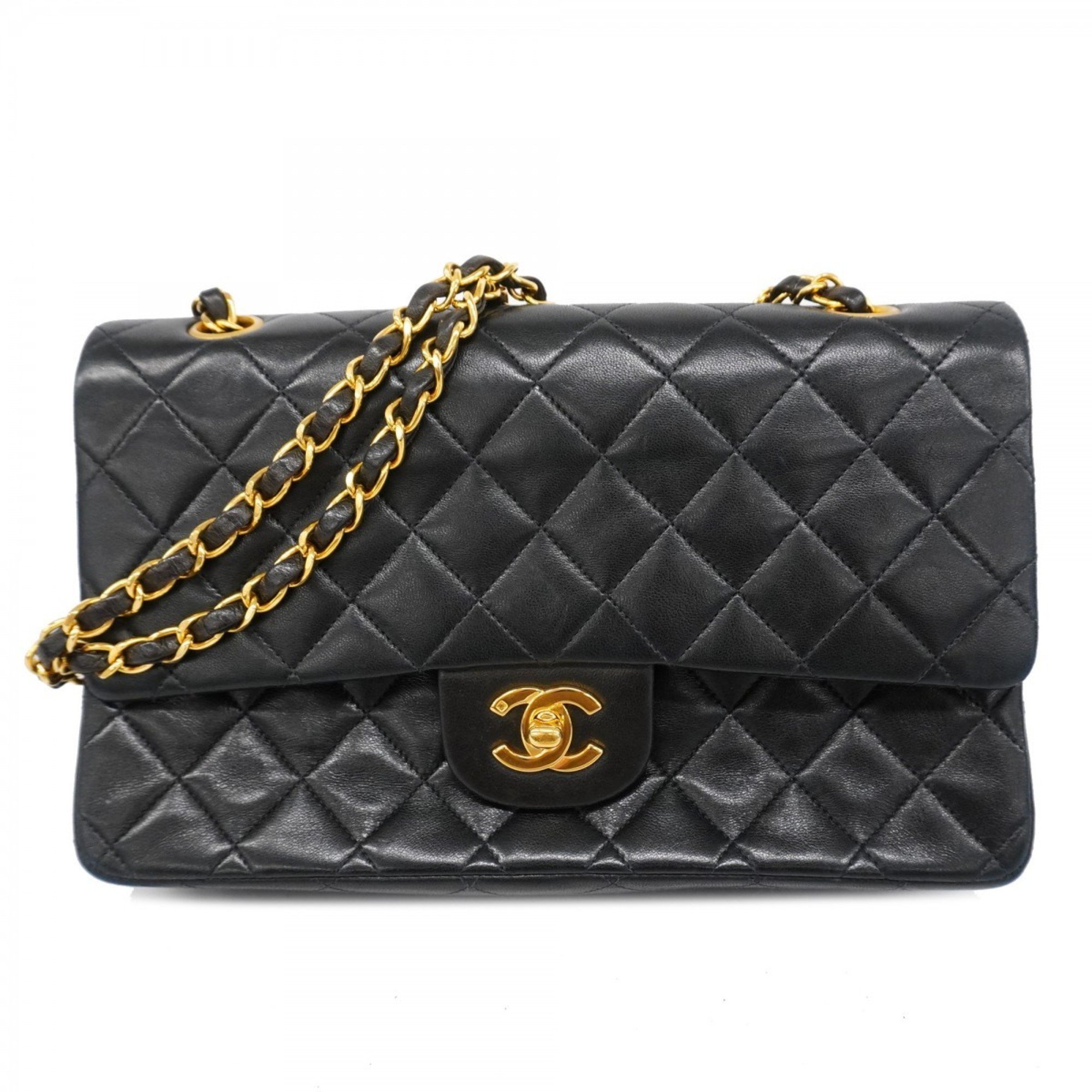 Chanel Shoulder Bag Matelasse Lambskin Black Women's