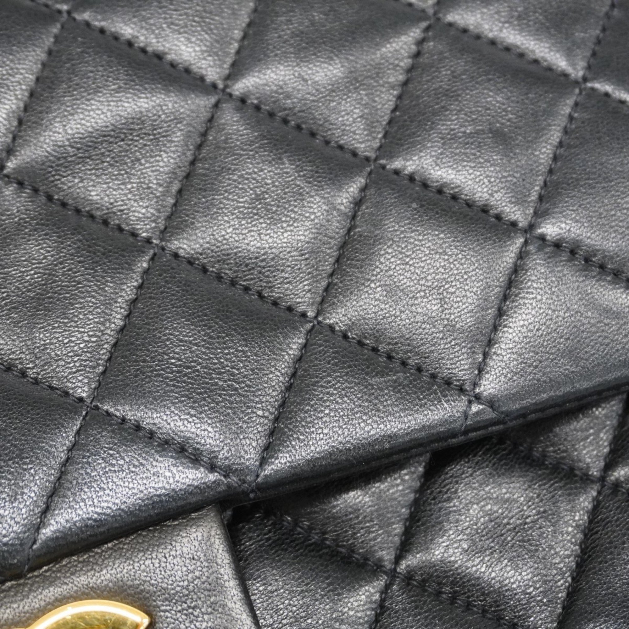 Chanel Shoulder Bag Matelasse Lambskin Black Women's