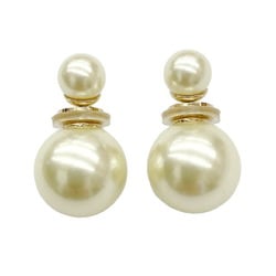 Christian Dior Tribales Tribal Clip Earrings Metal Resin Pearl Gold Women's