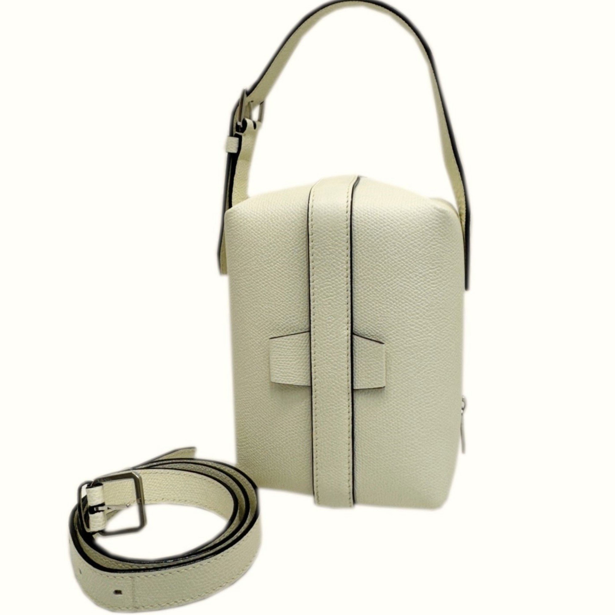 Valextra Trick Track Crossbody Shoulder Bag Leather Women's White