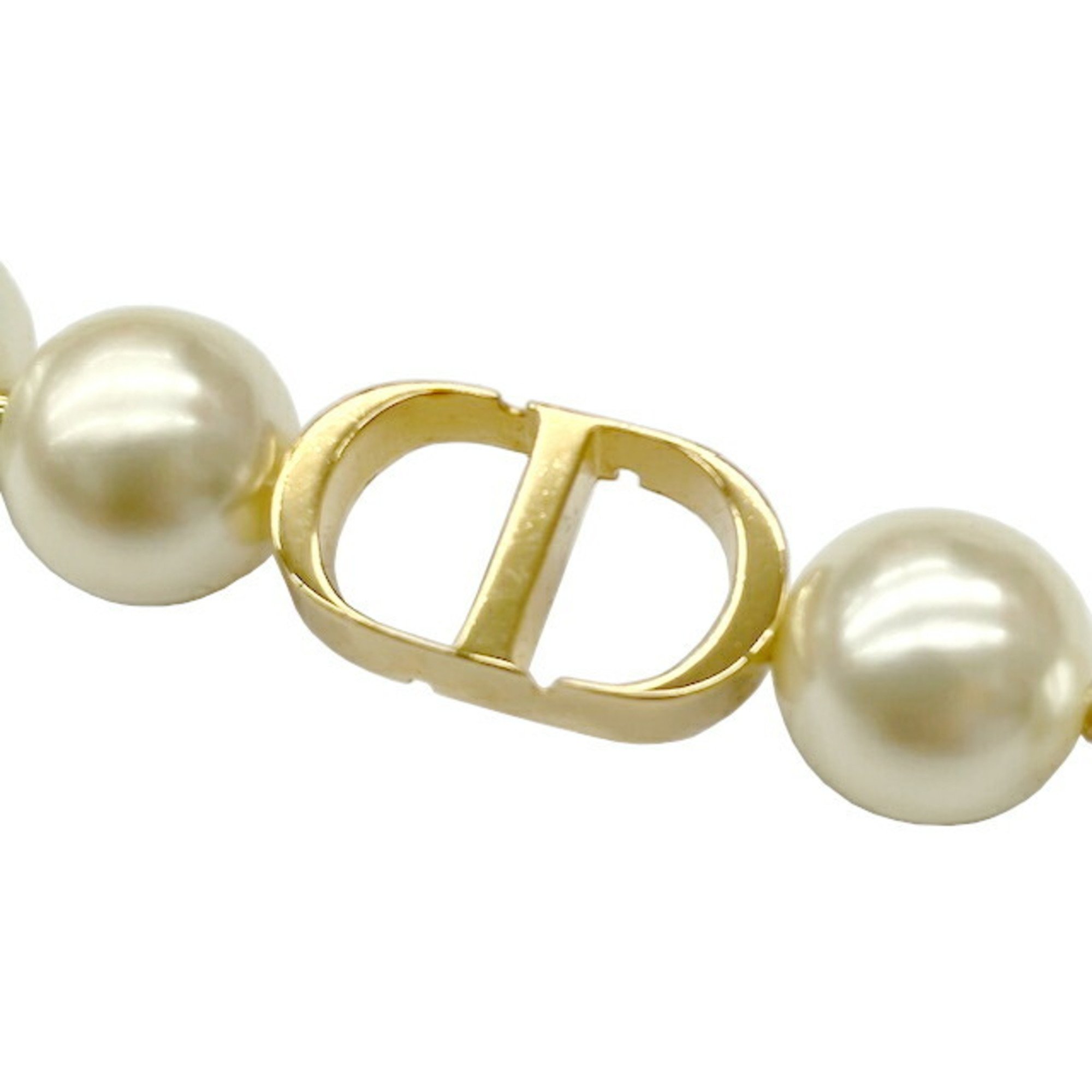 Christian Dior 30 Montaigne Choker Metal Resin Pearl Gold Women's