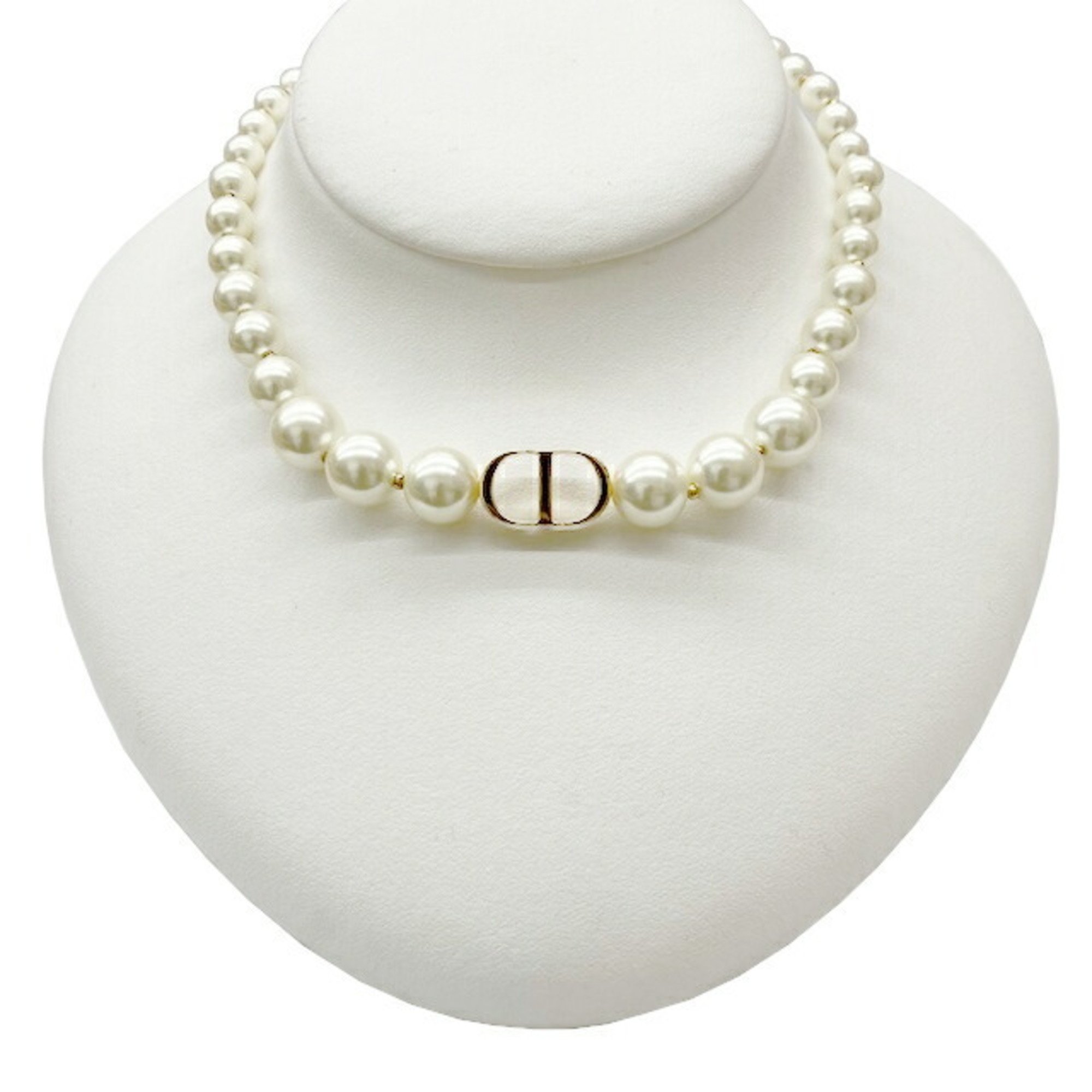 Christian Dior 30 Montaigne Choker Metal Resin Pearl Gold Women's