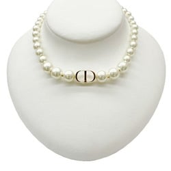 Christian Dior 30 Montaigne Choker Metal Resin Pearl Gold Women's