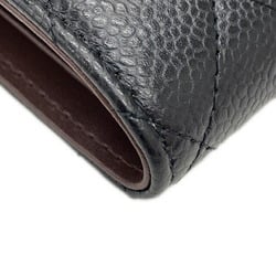 CHANEL Classic Small Flap Wallet Random Number Tri-Fold Caviar Skin AP0231 Black Matelasse Women's