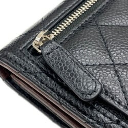 CHANEL Classic Small Flap Wallet Random Number Tri-Fold Caviar Skin AP0231 Black Matelasse Women's