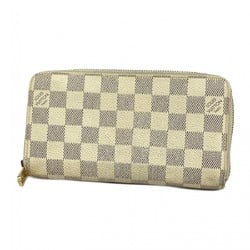 Louis Vuitton Long Wallet Damier Azur Zippy N60019 White Men's Women's