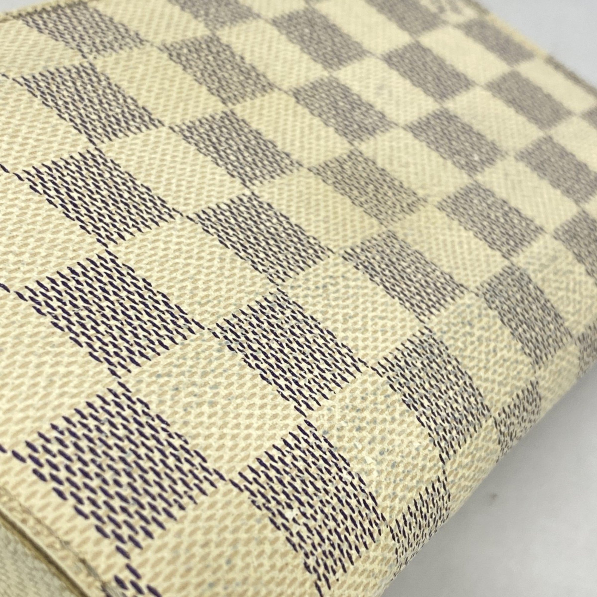 Louis Vuitton Long Wallet Damier Azur Zippy N60019 White Men's Women's