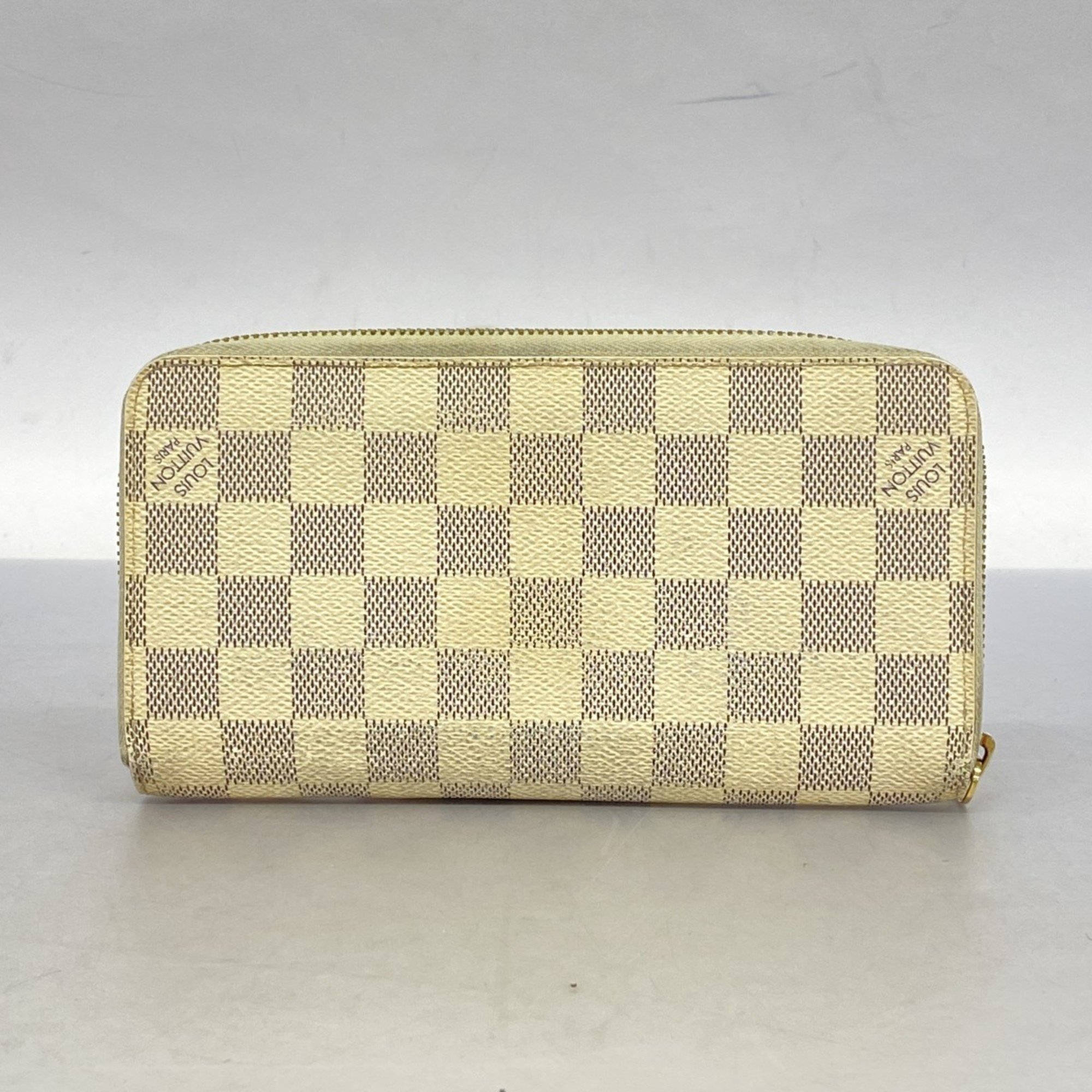 Louis Vuitton Long Wallet Damier Azur Zippy N60019 White Men's Women's