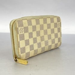 Louis Vuitton Long Wallet Damier Azur Zippy N60019 White Men's Women's